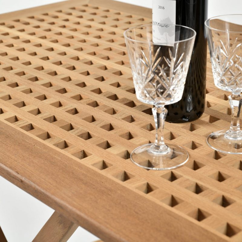 A foldable teak table, perfect for the garden.